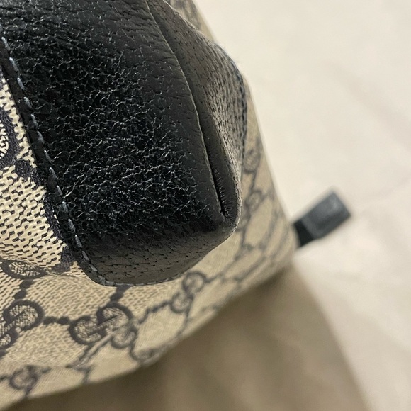 NWOT Vintage GUCCI SHERRY Line Large NAVY Monogram GG Canvas Leather Tote - Picture 6 of 13